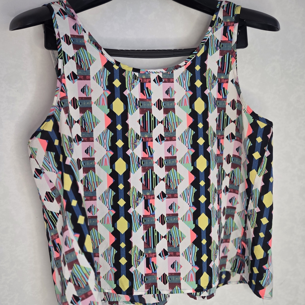 Y2K Croptop- One Clothing Lightweight Neon Geometric Tank Top 20in P2P